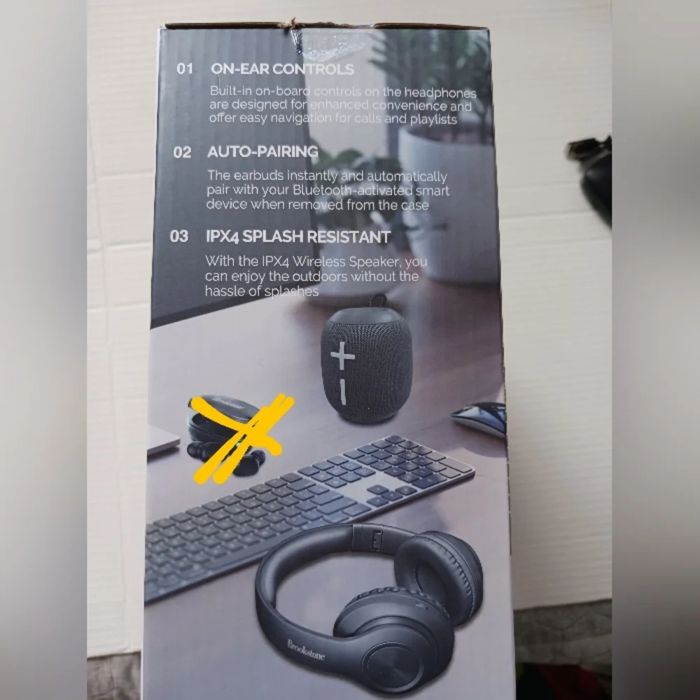 New Open Brookstone 2pc Wireless Audio Kit - Black